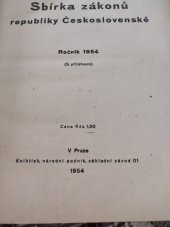 kniha Sbírka zákonů republiky Československé  Ročník 1954, Knihtisk, národní podnik 1954