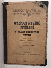 kniha Význam ryzího myšlení v našem duchovním vývoji [Whiteway, Anglie], Sfinx 1922