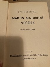 kniha Martin maturitní večírek dívčí románek, Zmatlík a Palička 1938