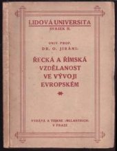 kniha Řecká a římská vzdělanost ve vývoji evropském, Melantrich 1921