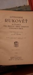 kniha Literární rukověť k čítance pro šestou třídu českých středních škol Podle nových osnov z r. 1933 sestavil dr. Jan Menšík ..., Bursík & Kohout 1945