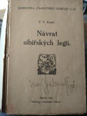 kniha Návrat sibiřských legií, Památník odboje 1920