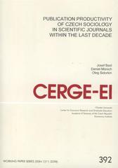 kniha Publication productivity of Czech sociology in scientific journals within the last decade, CERGE-EI 2009