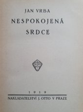 kniha Nespokojená srdce, J. Otto 1919