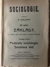 kniha Sociologie. Díl první, - Základy., s.n. 1927