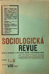 kniha Sociologická revue Svazek 1 + 2, Sociologický seminář Masarykovy university v Brně 1937