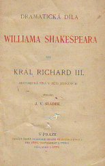 kniha Král Richard III. historická hra v pěti jednáních, J. Otto 1917