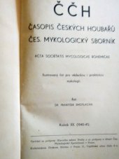 kniha Časopis českých houbařů ilustrovaný list pro vědeckou i praktickou myhologii, Česká mykologická společnost 1940