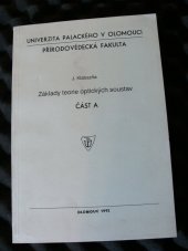 kniha Základy teorie optických soustav část A, Univerzita Palackého 1992