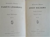 kniha Paměti lékařovy  Díl IV. - Josef Balsamo IV., Jos. R. Vilímek 1929