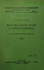 kniha Malé motorové pluhy v našich poměrech, Min. zeměděl. 1923