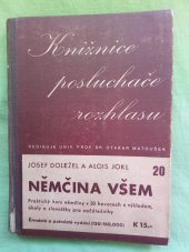 kniha Němčina všem praktický kurs němčiny v 30 hovorech s výkladem, úkoly a slovníčky pro začátečníky, Český rozhlas 1941