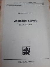 kniha Zakládání staveb Návody do cvičení, Vysoké učení techické 1989