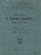 kniha K dějinám husitství kulturně historická studie, Josef Pelcl 1904