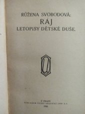 kniha Ráj letopisy dětské duše, Česká grafická Unie 1920