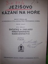 kniha Ježíšovo kázání na hoře Nový překlad s úvodem a výkladem pro přítomnou dobu , Kalich 1931