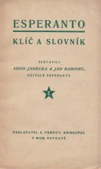 kniha Esperanto, klíč a slovník, A. Perout 1924