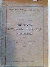 kniha Rodopiscův latinsko-český slovníček a glossářík, Rodopisná společnost československá 1933