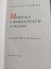 kniha Meditace o romantickém neklidu na paměť M.J. Lermontova, Fr. Borový 1941