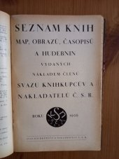 kniha Seznam knih, map, obrazů, časopisů a hudebnin, Svaz knihkupcův a nakladatelů ČSR 1926