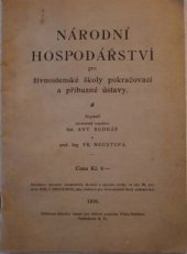 kniha Národní hospodářství pro živnostenské školy pokračovací a příbuzné ústavy, Státní ústav pro učebné pomůcky 1936