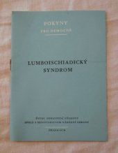 kniha Lumboischiadický syndrom, Ústav zdravot. výchovy 1978