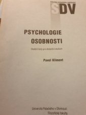 kniha Psychologie osobnosti studijní opora, Univerzita Palackého, Filozofická fakulta 2001