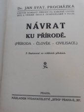 kniha Návrat ku přírodě [příroda - člověk - civilisace], Sfinx 1923