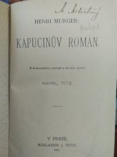 kniha Kapucínův román, J. Otto 1901