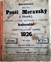 kniha Posel Moravský a Slezský Národní, domácí, měšťanský a rolnický kalendář, s.n. 1926