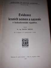 kniha Evidence lesních semen a sazenic v Československé republice, Česká matice lesnická 1927