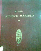 kniha Řídících Márinka. Díl I., Občanská tiskárna 1937