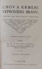 kniha Chov a krmení vepřového bravu příručka pro praktického chovatele ..., Alois Neubert 1930