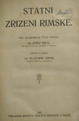 kniha Státní zřízení římské, Jednota českých filologů 1921