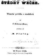 kniha Štedrý wečer wánoční powidka o strašidlech od C. Dickensa (Boza), Jaroslav Pospíšil 1846