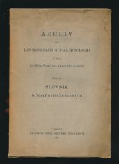 kniha Slovník k českým spisům Husovým, Česká akademie věd a umění 1934