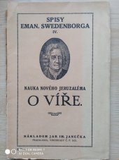 kniha Nauka Nového Jerusaléma O víře, J. Im. Janeček 1919