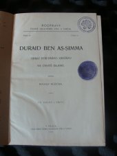 kniha Duraid ben as-Simma Díl druhý a třetí obraz středního Hidžâzu na úsvitě islamu., Česká akademie věd a umění 1930