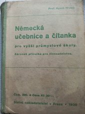 kniha Německá učebnice a čítanka pro vyšší průmyslové školy Zároveň příručka pro živnostnictvo, Státní nakladatelství 1938