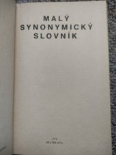 kniha Malý synonymický slovník , Slovenské pedagogické nakladatel'stvo 1978