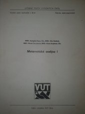 kniha Matematická analýza I Určeno pro posl. fak. elektrotechn., VUT 1982