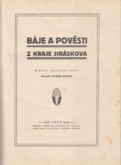 kniha Báje a pověsti z kraje Jiráskova, Menšinové knihkupectví 1925