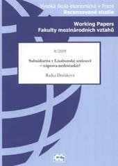 kniha Subsidiarita v Lisabonské smlouvě - náprava nedostatků?, Oeconomica 2009