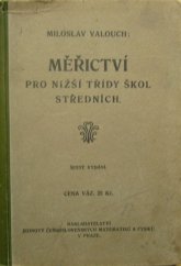 kniha Měřictví pro nižší třídy středních škol, Jednota čes. mathematiků 1924