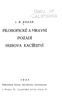 kniha Filosofické a mravní pozadí Husova kacířství, Svaz národního osvobození 1925