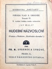 kniha Hudební názvosloví (Vyňato z Malátova "Hudebního slovníku"), Fr. A. Urbánek a synové 1946