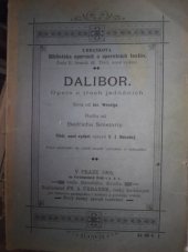 kniha Dalibor opera o třech jednáních, Fr. A. Urbánek 1905