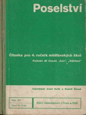 kniha Poselství čítanka pro IV. ročník měšťanských škol, poslední díl čítanek Jaro a Vzkříšení, Státní nakladatelství 1933