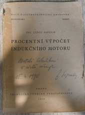 kniha Procentní výpočet indukčního motoru, Technicko-vědecké vydavatelství 1952