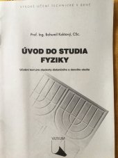 kniha Úvod do studia fyziky učební text pro studenty distančního a denního studia, VUTIUM 1998